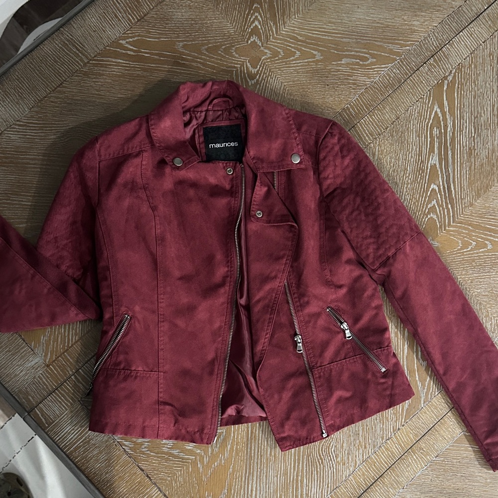 Maurices Women's Dark Red Leather Jacket